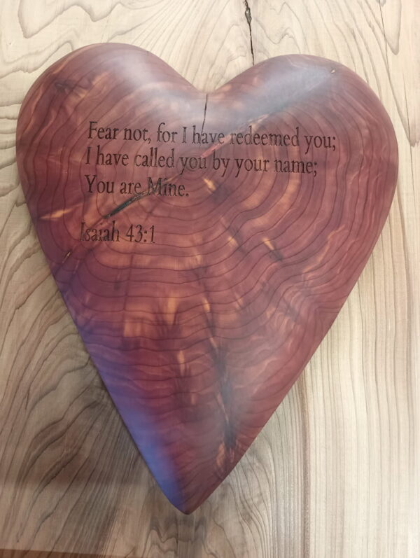 Cedar Heart with engraved Isaiah 43