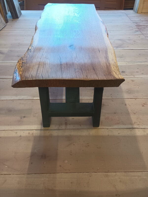 Live-edge white oak coffee table side view