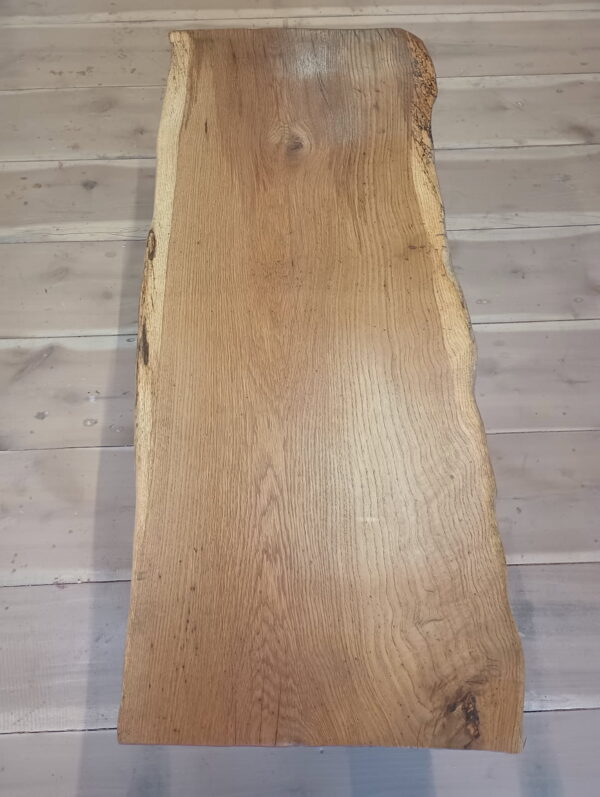 Live-edge white oak coffee table top view